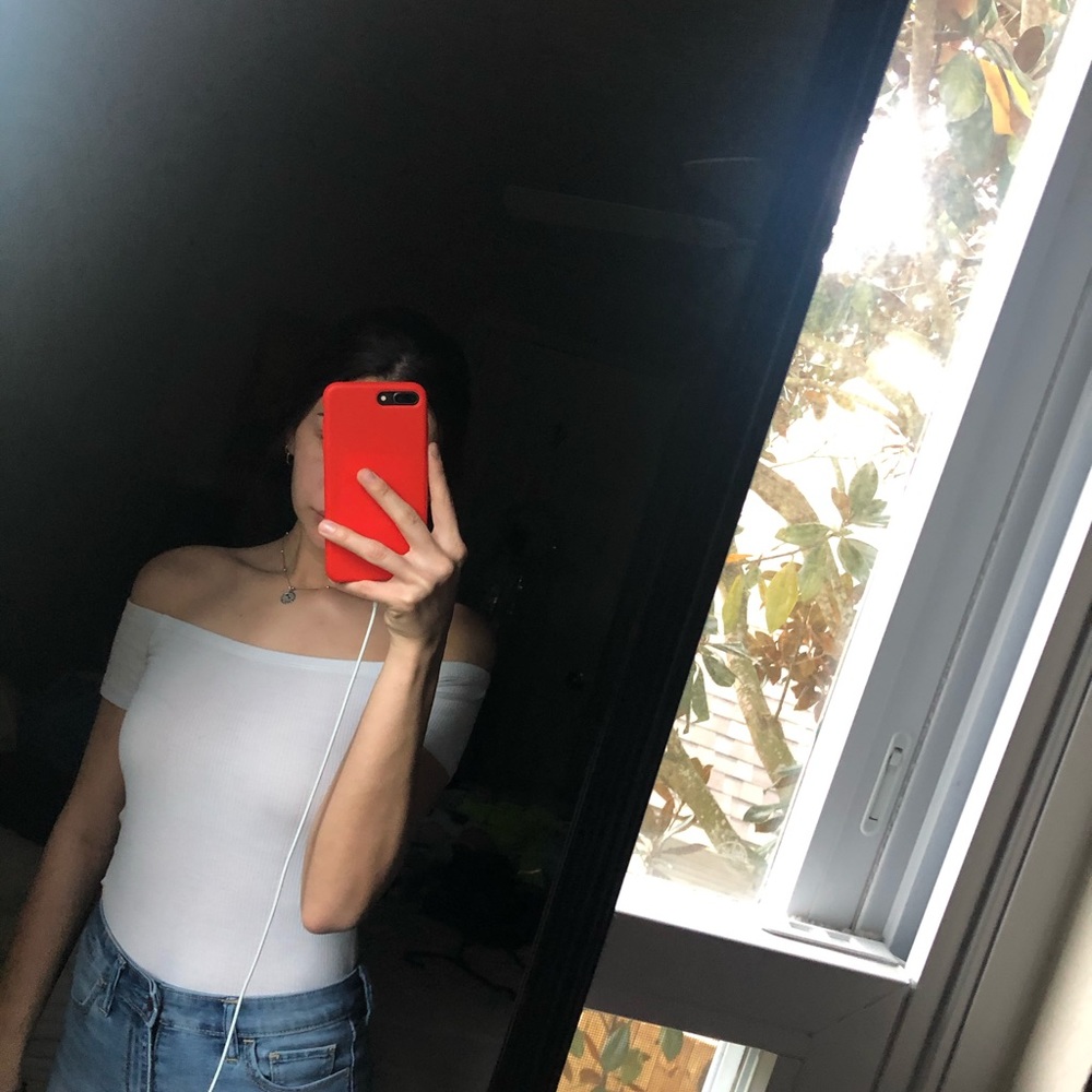 white off the shoulder blouse
